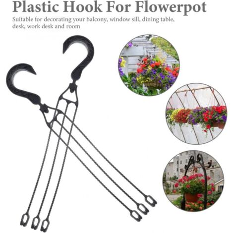 5-Pack Plastic Flower Pot Chains, 360° Rotatable Hanging Basket Hooks, Flower Pot Holder (Black) YMYNY