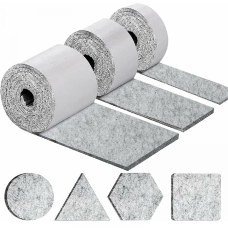 Self-adhesive furniture glides, furniture chair glides, 3 rolls (100x10cm + 100x5cm + 100x2cm), 4mm thick chair felt glides YMYNY (1/4)