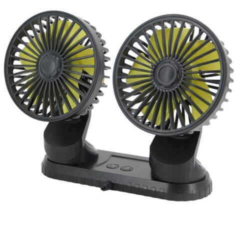 10W USB Powered Summer Car Fan, Multi-Angle Rotatable Dual Head 3 Speeds ABS Car Cooling Accessory, YMYNY (1/4)