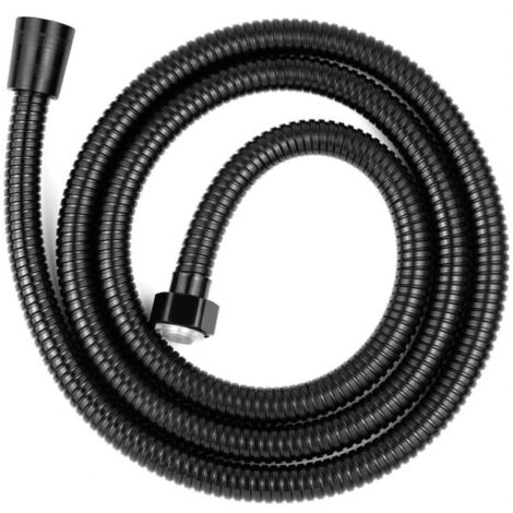 Black universal shower hose 2 m, twist-proof and corrosion-resistant shower hose made of stainless steel G1/2 YMYNY (1/4)