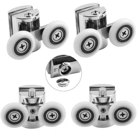 Set of 4 double rollers – for sliding shower doors, die-cast zinc rollers, diameter 25 mm, 2 top, 2 bottom, YMYNY