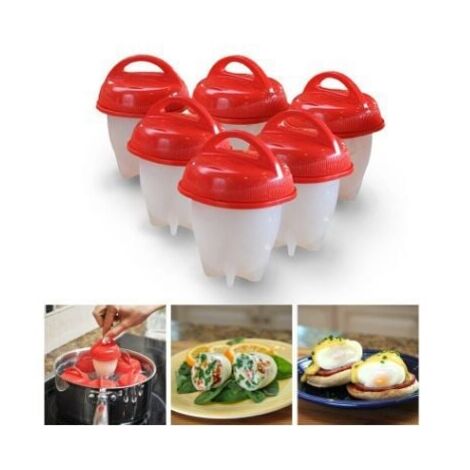 6-Pack Silicone Egg Cooker, Non-Stick Pressure Cooker, Silicone Egg Cooker Without Shell, BPA-Free, Suitable for Home and Restaurants, YMYNY (1/4)