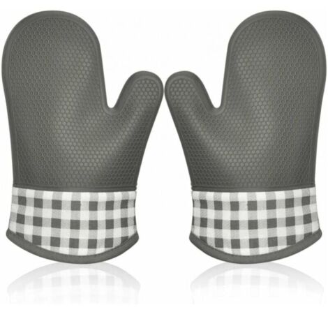 Silicone Insulated Oven Gloves, Oven Mitts, Pot Holders, Thick Insulated BBQ Gloves, Professional Gloves, 1 Pair (Gray) YMYNY (1/4)