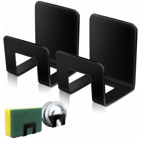 Piece Black Kitchen Sink Sponge Holder, Premium SUS304 Stainless Steel Waterproof Sink Sponge Holder - Strong Adhesive, Quick Drying Sponge Holder YMYNY (1/4)