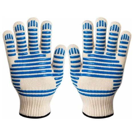 Double-layer oven gloves heat resistant up to 350°C, non-slip silicone grill gloves for cooking, welding, grilling, baking, fireplace, kitchen gloves - S YMYNY (1/4)