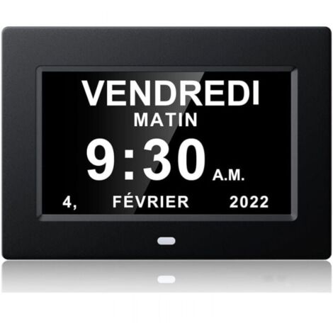 7-inch digital clock with calendar, date and time, all in one, black, Alzheimer's parent watch, medication reminder for grandparents and children, YMYNY (1/3)