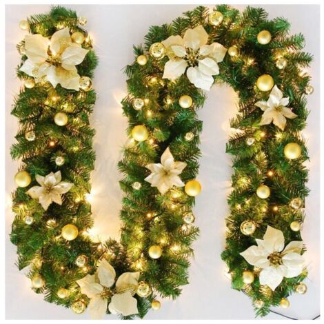 Christmas wreath with lights, Christmas decoration, 270 cm LED light chain, Christmas door decoration, Christmas wreath, fir wreath, light chain YMYNY (1/4)