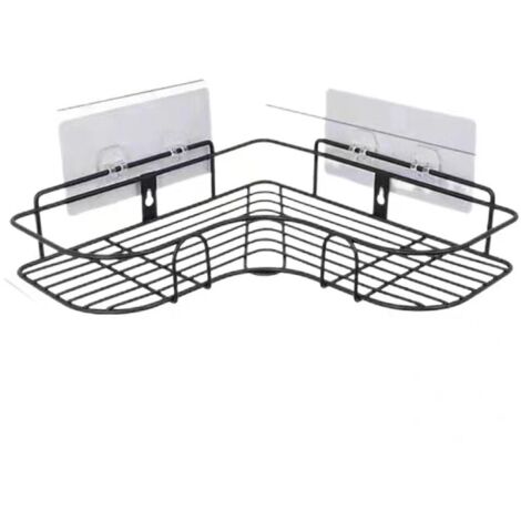 Shower Corner Shelf No Drilling, Black Bathroom Shelf, Stainless Steel Shower Soap Holder for Bathroom, Bathroom Accessories 8 Adhesive Stickers, Kitchen Storage, 31 x 23 x 5 YMYNY (1/4)