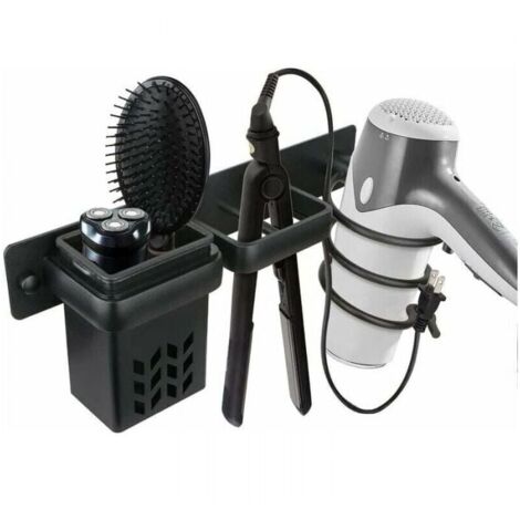 Hair Dryer Holder for Bathroom, Hair Straightener Organizer Accessory Set, Professional Aluminum Wall Mounted Hair Dryer Holder, Shelf with Holes YMYNY (1/4)