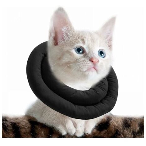 Black Adjustable Cat Collar, Soft Cat Recovery Collar, Pet Protection Collar After Surgery, S (25 cm) YMYNY