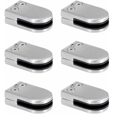 YMYNY 6 Pack Glass Clamps, Stainless Steel Glass Clamps, 6-8 mm Glass Clamp Brackets, Adjustable Glass Clamps, Flat Back, Connection for Balustrades, Stair Handrails