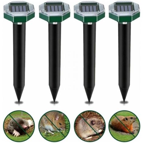4-piece solar ultrasonic mole repellent, solar ultrasonic mole repellent with IP65 waterproof, can be used in gardens, patios and lawns to repel moles YMYNY (1/4)