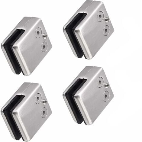 Pack of 10-12 mm square 304 stainless steel glass clamps - square glass holder - adjustable flat glass holder for stair banister - polished handrail YMYNY