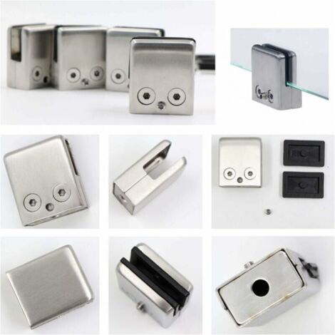 Pack of 10-12 mm square 304 stainless steel glass clamps - square glass holder - adjustable flat glass holder for stair banister - polished handrail YMYNY