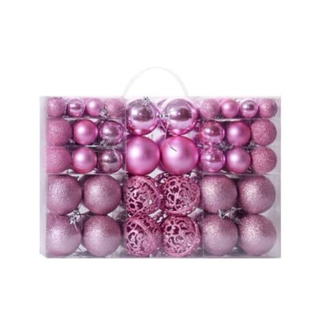 100 pieces of sturdy plastic Christmas balls, Christmas decorations for indoors and outdoors, pink tree decorations YMYNY (1/4)
