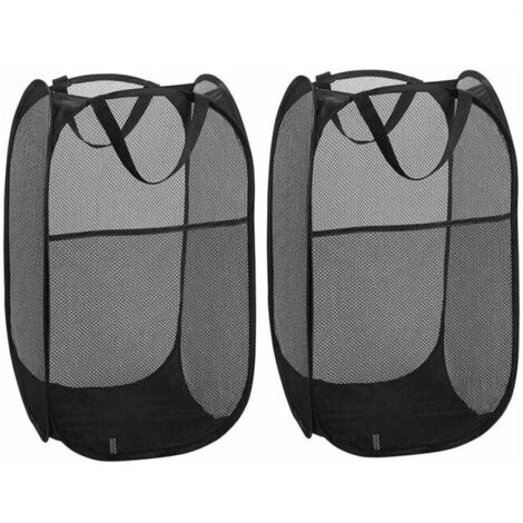 Piece (Black) 35 x 35 x 60 cm, Collapsible Retractable Laundry Basket, Mesh Laundry Hamper, Garbage Bag, Toy Basket, Tidy Storage Box YMYNY (1/4)
