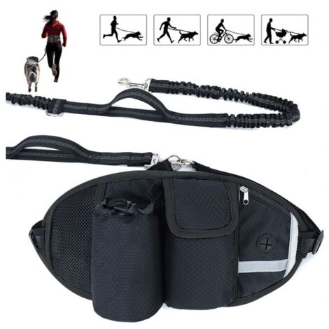 (Black) Dog Leash, Hands-Free Dog Leash, Up to 110 kg Shock Absorption, Comfortable, Reflective Stitching, Ideal for Running, Jogging and Walking, YMYNY (1/4)