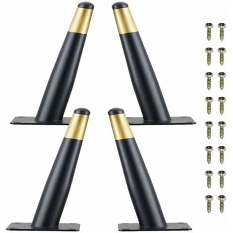 Set of 4 10 cm Furniture Legs, Metal Table and Chair Legs with Silent Non-Slip Base, Black + Gold YMYNY (1/4)