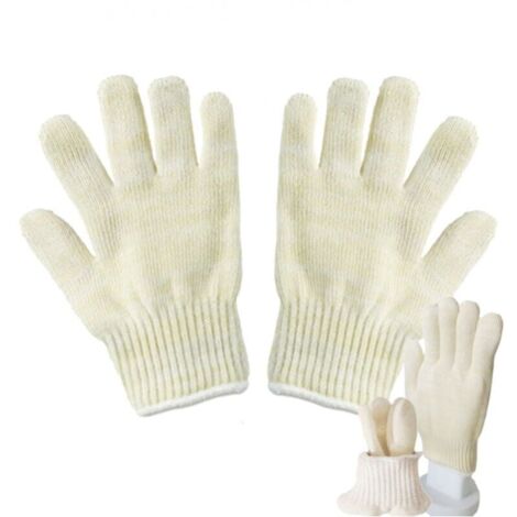 Heat-resistant gloves, heat-resistant mittens, oven, fireplace, heat-resistant up to 100°C, one size fits all, beige (2 pieces) YMYNY (1/4)