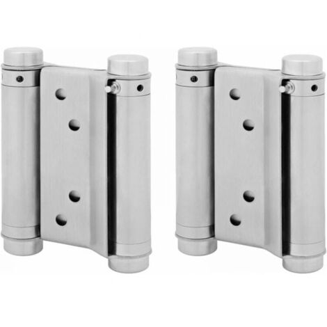Pair of stainless steel door hinges for western saloons, double spring hinge, 75 mm (load up to 15 kg), YMYNY (1/4)
