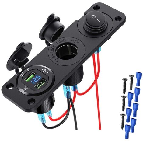 Integrated 12V USB socket, 12V cigarette lighter socket, 12V QC 3.0 ...