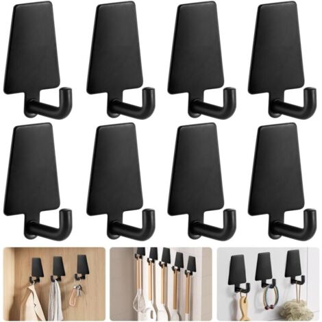 8 Pack Self-Adhesive Hooks Made of Stainless Steel, Heavy-Duty Adhesive Hooks for Wall Doors, Self-Adhesive Coat Hooks, Towel Hooks for Bathroom, YMYNY (1/4)