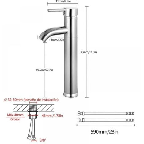 Vanity Tap Riser Washbasin faucet, high-arch mixer tap for washbasin or vanity ...
