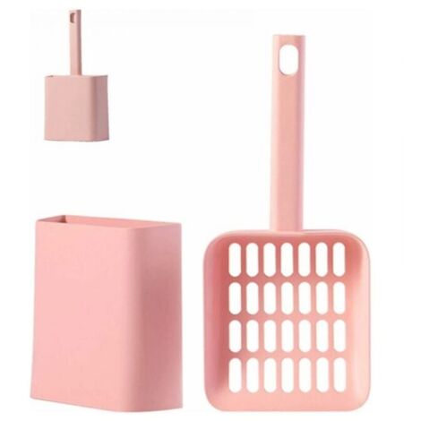 Cat Litter Scoop with Plastic Holder, Pet Cleaning Products, Sifter Scoop, Comfortable Handle, Hygienic Litter Scoop YMYNY (1/4)
