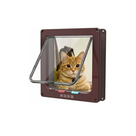 Brown Cat Flap, 4-Way Magnetic Pet Door for Cats and Small Dogs, Cat Door with Tunnel, XL, YMYNY