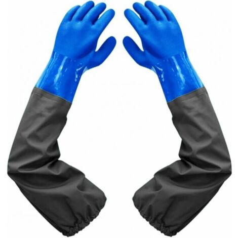 Waterproof Frosted Gloves - Pond Cleaning Gloves, 26" Flocked Lining, Elastic Cuffs, for Chemical Industry, Agriculture, Fishing, Construction YMYNY
