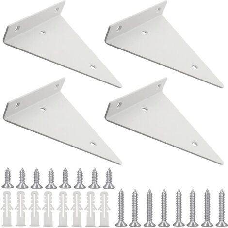 Inch White Triangular Shelf Bracket, 4-Piece Heavy Duty Iron Wall Mount Bracket with Screws, Invisible Right Angle Bracket – YMYNY Wall Shelf