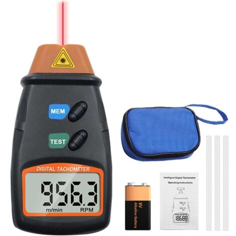 Digital Tachometer, Non-Contact Laser Tachometer 2.5-99999 RPM, Tachometer Measurement with Reflective Strip (9V Battery Included) MUMU (1/4)