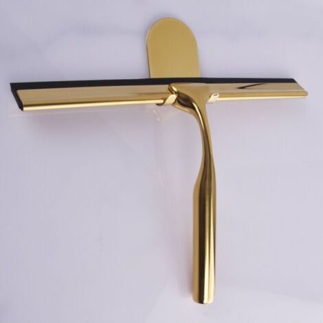 Stainless Steel Shower Squeegee, Glass Window Squeegee, Non-slip Grip for Bathroom Door, Mirror, Car Glass with Hook, Gold Shower Squeegee MUMU (1/4)