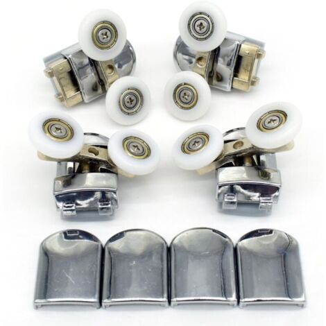 Pack of 4 Double Replacement Shower Door Rollers Wheels 23mm Diameter (Double 2 Top + 2 Bottom - 23mm) MUMU (1/4)