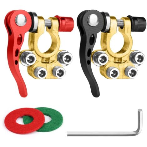 12V/24V Battery Terminals, Positive and Negative Battery Terminals with 1 Pair Protective Gaskets, SAE/JIS A Type Brass Battery Connectors for Car/Motorcycle/Truck/Ship MUMU (1/4)