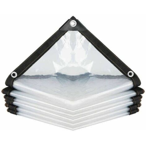 Transparent Waterproof Tarpaulin with Eyelets, Ultralight Tear-Resistant Rainproof PE Multipurpose Tarpaulin (Color: Transparent, Size: 200 x 200cm) MUMU