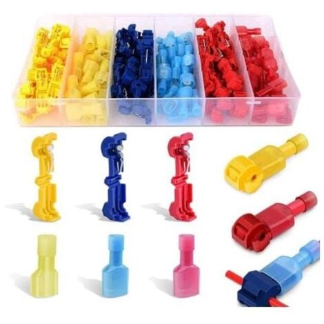 120pcs T-Type Wire Connector, Electrical Quick Connector, T-Type Quick Connector, Fully Insulated Wire Connector Set - 40pcs Blue, 40pcs Yellow, 40pcs Red MUMU