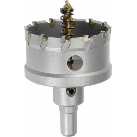 60mm Carbide Hole Saw, Stainless Steel Sheet Metal Hole Saw, Non-Slip Triangular Shaft Without Limits, with Titanium Coated Center Tip MUMU (1/3)