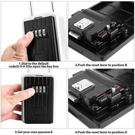 Wall Mounted Key Box, Waterproof Combination Key Safe Storage Box, Aluminum Alloy Portable Security Lock with Sliding Cover for Home, Garage, Office, School, MUMU