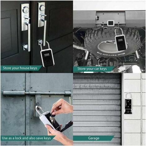 Wall Mounted Key Box, Waterproof Combination Key Safe Storage Box, Aluminum Alloy Portable Security Lock with Sliding Cover for Home, Garage, Office, School, MUMU