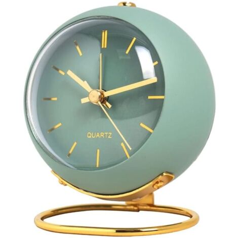 Analog Alarm Clock (Green) with Lights, Small Silent Retro Alarm Clock, Student Bedside Alarm Clock, Luminous Hand Clock, Suitable for Deep Sleepers MUMU (1/4)