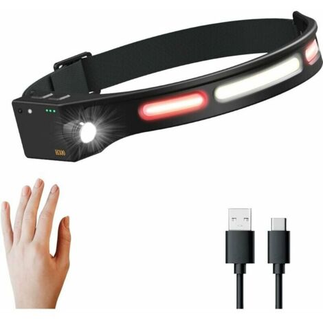 Powerful Rechargeable Headlamp, Waterproof LED Headlamp, Powerful LED Sensor Headlamp, 5 Modes COB XPE, IPX4 Waterproof, 500 Lumens, MUMU Headlamp (1/4)