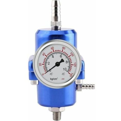 Fuel Pressure Regulator, 0-140psi Adjustable Fuel Pressure Regulator Hose Set (Blue) MUMU