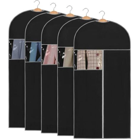 Garment Sleeves (5 Pack, 100 x 60cm), Garment Dust Pockets, Zipper Garment Sleeves for Clothes, Black - MUMU (1/4)