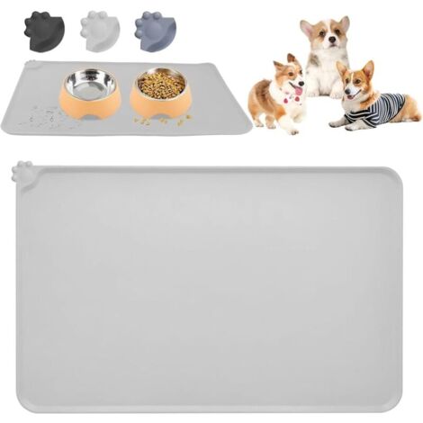 Dog Bowl Mat, Silicone Bowl Mat, Silicone Feeding Mat, Dog Cat Feeding Mat, Waterproof Non-slip Black, 47 x 30cm MUMU (1/4)