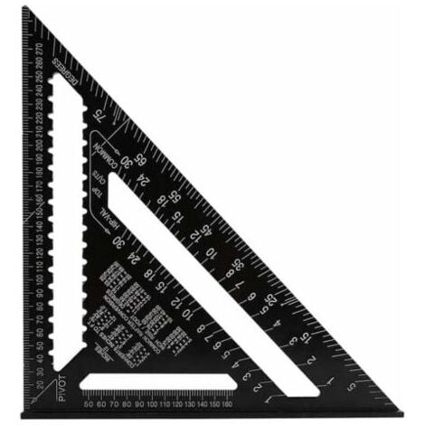 Professional Metric Triangle Square, 30cm/300mm High Precision Carpenter's Square, Aluminum Alloy Carpenter's Angle Ruler, Woodworking Measuring Tool, Speed Square, Black MUMU (1/4)