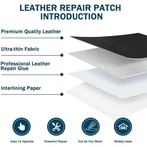 Faux Leather Stickers, Self-adhesive Leather Sofa Repair and Renovation, Self-adhesive Leather Patches, Renovation of Car Seats, Boots, Bags, Soft Bags - Black, 50x10 MUMU