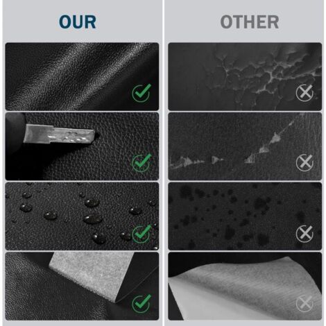 Faux Leather Stickers, Self-adhesive Leather Sofa Repair and Renovation, Self-adhesive Leather Patches, Renovation of Car Seats, Boots, Bags, Soft Bags - Black, 50x10 MUMU