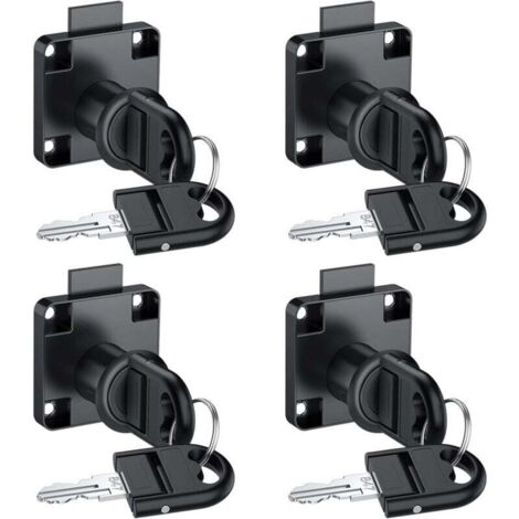 4pcs Keyed Alike Cam Locks Security Lock for Cabinet Drawer Storage Cabinet Mailbox Drawer Home Black MUMU (1/4)