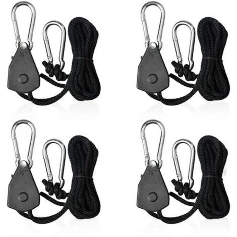 4pcs Adjustable Ratchet Ropes with 1/8 Hooks Ratchet Tensioner Rope for Awning Lamp or Plants MUMU (1/4)